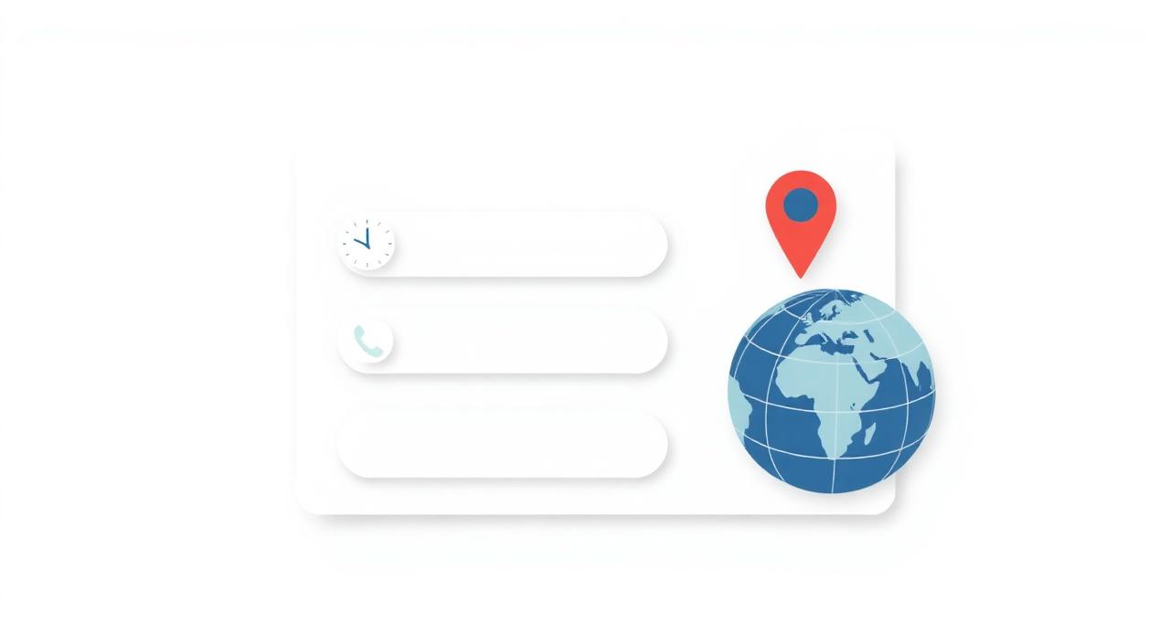 Business information fields including hours, phone, and location