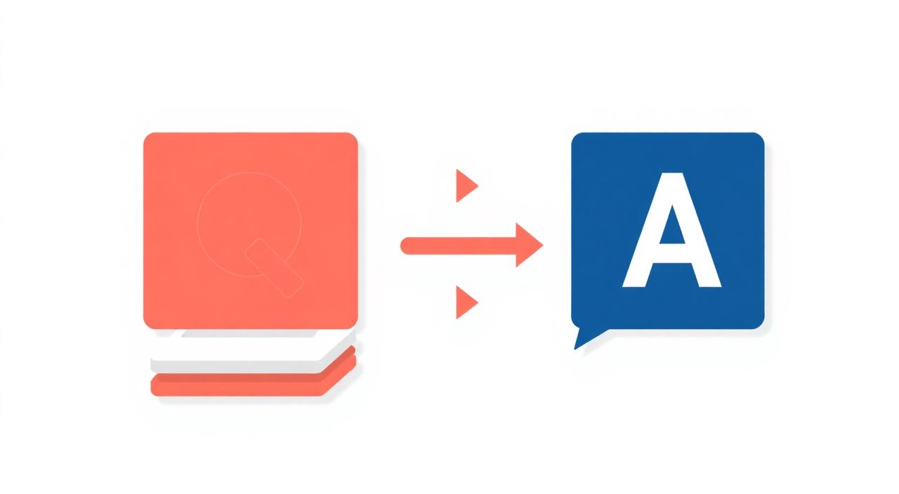 Question card pointing to an answer card, FAQPage schema